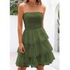 imagePRETTYGARDEN Womens Summer Dress 2025 Tube Top Mini Dresses Short Strapless Ruffle Tiered Wedding Guest Beach Mesh SundressArmy Green