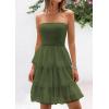 imagePRETTYGARDEN Womens Summer Dress 2025 Tube Top Mini Dresses Short Strapless Ruffle Tiered Wedding Guest Beach Mesh SundressArmy Green