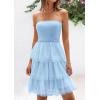 imagePRETTYGARDEN Womens Summer Dress 2025 Tube Top Mini Dresses Short Strapless Ruffle Tiered Wedding Guest Beach Mesh SundressLight Blue