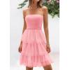 imagePRETTYGARDEN Womens Summer Dress 2025 Tube Top Mini Dresses Short Strapless Ruffle Tiered Wedding Guest Beach Mesh SundressPink