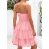 imagePRETTYGARDEN Womens Summer Dress 2025 Tube Top Mini Dresses Short Strapless Ruffle Tiered Wedding Guest Beach Mesh SundressPink