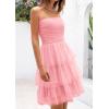 imagePRETTYGARDEN Womens Summer Dress 2025 Tube Top Mini Dresses Short Strapless Ruffle Tiered Wedding Guest Beach Mesh SundressPink