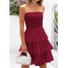 imagePRETTYGARDEN Womens Summer Dress 2025 Tube Top Mini Dresses Short Strapless Ruffle Tiered Wedding Guest Beach Mesh SundressWine Red