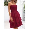 imagePRETTYGARDEN Womens Summer Dress 2025 Tube Top Mini Dresses Short Strapless Ruffle Tiered Wedding Guest Beach Mesh SundressWine Red