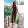 imagePRETTYGARDEN Womens Two Piece Outfit Sets Casual Summer Sleeveless Crewneck Tops and Sweatpants Active Tracksuit Lounge WearBrown