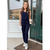 imagePRETTYGARDEN Womens Two Piece Outfit Sets Casual Summer Sleeveless Crewneck Tops and Sweatpants Active Tracksuit Lounge WearNavy