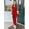 imagePRETTYGARDEN Womens Two Piece Outfit Sets Casual Summer Sleeveless Crewneck Tops and Sweatpants Active Tracksuit Lounge WearRed