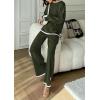 imagePRETTYGARDEN Womens 2 Piece Knit Sweater Set Casual Long Sleeve Pullover Wide Leg Pants Sweatsuit Tracksuit OutfitArmy Green