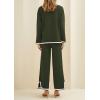imagePRETTYGARDEN Womens 2 Piece Knit Sweater Set Casual Long Sleeve Pullover Wide Leg Pants Sweatsuit Tracksuit OutfitArmy Green