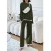 imagePRETTYGARDEN Womens 2 Piece Knit Sweater Set Casual Long Sleeve Pullover Wide Leg Pants Sweatsuit Tracksuit OutfitArmy Green
