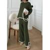 imagePRETTYGARDEN Womens 2 Piece Knit Sweater Set Casual Long Sleeve Pullover Wide Leg Pants Sweatsuit Tracksuit OutfitArmy Green