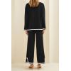 imagePRETTYGARDEN Womens 2 Piece Knit Sweater Set Casual Long Sleeve Pullover Wide Leg Pants Sweatsuit Tracksuit OutfitBlack