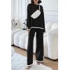 imagePRETTYGARDEN Womens 2 Piece Knit Sweater Set Casual Long Sleeve Pullover Wide Leg Pants Sweatsuit Tracksuit OutfitBlack