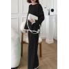 imagePRETTYGARDEN Womens 2 Piece Knit Sweater Set Casual Long Sleeve Pullover Wide Leg Pants Sweatsuit Tracksuit OutfitBlack