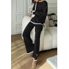 imagePRETTYGARDEN Womens 2 Piece Knit Sweater Set Casual Long Sleeve Pullover Wide Leg Pants Sweatsuit Tracksuit OutfitBlack