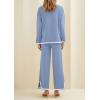 imagePRETTYGARDEN Womens 2 Piece Knit Sweater Set Casual Long Sleeve Pullover Wide Leg Pants Sweatsuit Tracksuit OutfitBlue