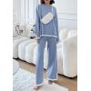 imagePRETTYGARDEN Womens 2 Piece Knit Sweater Set Casual Long Sleeve Pullover Wide Leg Pants Sweatsuit Tracksuit OutfitBlue