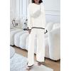 imagePRETTYGARDEN Womens 2 Piece Knit Sweater Set Casual Long Sleeve Pullover Wide Leg Pants Sweatsuit Tracksuit OutfitWhite