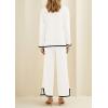 imagePRETTYGARDEN Womens 2 Piece Knit Sweater Set Casual Long Sleeve Pullover Wide Leg Pants Sweatsuit Tracksuit OutfitWhite