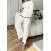 imagePRETTYGARDEN Womens 2 Piece Knit Sweater Set Casual Long Sleeve Pullover Wide Leg Pants Sweatsuit Tracksuit OutfitWhite