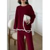 imagePRETTYGARDEN Womens 2 Piece Knit Sweater Set Casual Long Sleeve Pullover Wide Leg Pants Sweatsuit Tracksuit OutfitWine Red