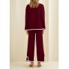 imagePRETTYGARDEN Womens 2 Piece Knit Sweater Set Casual Long Sleeve Pullover Wide Leg Pants Sweatsuit Tracksuit OutfitWine Red