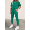 imagePRETTYGARDEN Womens Two Piece Lounge Sets 2025 Spring Summer Jogger Pants Vacation Outfits Travel Airplane Matching ClothesBright Green