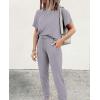 imagePRETTYGARDEN Womens Two Piece Lounge Sets 2025 Spring Summer Jogger Pants Vacation Outfits Travel Airplane Matching ClothesLight Grey
