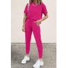 imagePRETTYGARDEN Womens Two Piece Lounge Sets 2025 Spring Summer Jogger Pants Vacation Outfits Travel Airplane Matching ClothesRose Red
