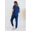 imagePRETTYGARDEN Womens Two Piece Lounge Sets 2025 Spring Summer Jogger Pants Vacation Outfits Travel Airplane Matching ClothesStriped Bright Blue