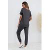 imagePRETTYGARDEN Womens Two Piece Lounge Sets 2025 Spring Summer Jogger Pants Vacation Outfits Travel Airplane Matching ClothesStriped Dark Grey