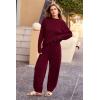 imagePRETTYGARDEN Womens Winter 2 Piece Sweater Set Casual Pullover Top High Waisted Sweatpants Tracksuit Lounge OutfitsWine Red