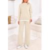 imagePRETTYGARDEN Womens Winter Two Piece Matching Sweater Lounge Sets Knit Long Sleeve Pullover Tops Wide Leg Pants TracksuitsBeige
