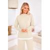 imagePRETTYGARDEN Womens Winter Two Piece Matching Sweater Lounge Sets Knit Long Sleeve Pullover Tops Wide Leg Pants TracksuitsBeige