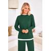 imagePRETTYGARDEN Womens Winter Two Piece Matching Sweater Lounge Sets Knit Long Sleeve Pullover Tops Wide Leg Pants TracksuitsDark Green