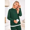 imagePRETTYGARDEN Womens Winter Two Piece Matching Sweater Lounge Sets Knit Long Sleeve Pullover Tops Wide Leg Pants TracksuitsDark Green