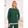 imagePRETTYGARDEN Womens Winter Two Piece Matching Sweater Lounge Sets Knit Long Sleeve Pullover Tops Wide Leg Pants TracksuitsDark Green