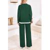 imagePRETTYGARDEN Womens Winter Two Piece Matching Sweater Lounge Sets Knit Long Sleeve Pullover Tops Wide Leg Pants TracksuitsDark Green