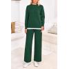 imagePRETTYGARDEN Womens Winter Two Piece Matching Sweater Lounge Sets Knit Long Sleeve Pullover Tops Wide Leg Pants TracksuitsDark Green