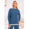imagePRETTYGARDEN Womens Winter Two Piece Matching Sweater Lounge Sets Knit Long Sleeve Pullover Tops Wide Leg Pants TracksuitsGrey Blue
