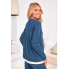 imagePRETTYGARDEN Womens Winter Two Piece Matching Sweater Lounge Sets Knit Long Sleeve Pullover Tops Wide Leg Pants TracksuitsGrey Blue