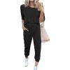 imagePRETTYGARDEN Womens Two Piece Lounge Sets 2025 Spring Summer Jogger Pants Vacation Outfits Travel Airplane Matching ClothesAblack