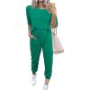 imagePRETTYGARDEN Womens Two Piece Lounge Sets 2025 Spring Summer Jogger Pants Vacation Outfits Travel Airplane Matching ClothesBright Green