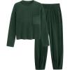 imagePRETTYGARDEN Womens Winter 2 Piece Sweater Set Casual Pullover Top High Waisted Sweatpants Tracksuit Lounge OutfitsDark Green