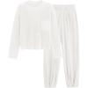 imagePRETTYGARDEN Womens Winter 2 Piece Sweater Set Casual Pullover Top High Waisted Sweatpants Tracksuit Lounge OutfitsWhite