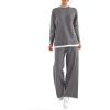 imagePRETTYGARDEN Womens Winter Two Piece Matching Sweater Lounge Sets Knit Long Sleeve Pullover Tops Wide Leg Pants TracksuitsGrey