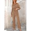 imagePRETTYGARDEN Womens 2 Piece Textured Sets Casual Button Down Shirt Wide Leg Pants Outfit Loungewear TracksuitKhaki