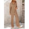 imagePRETTYGARDEN Womens 2 Piece Textured Sets Casual Button Down Shirt Wide Leg Pants Outfit Loungewear TracksuitKhaki