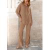 imagePRETTYGARDEN Womens 2 Piece Textured Sets Casual Button Down Shirt Wide Leg Pants Outfit Loungewear TracksuitKhaki
