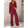 imagePRETTYGARDEN Womens 2 Piece Textured Sets Casual Button Down Shirt Wide Leg Pants Outfit Loungewear TracksuitWine Red